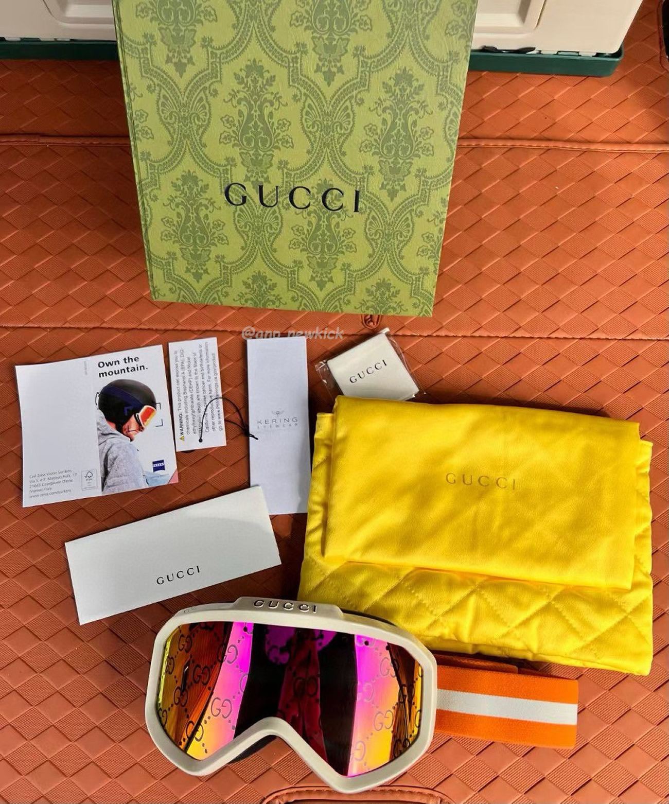 Gucci Ski Goggle Black Pink Olive Green White (6) - newkick.vip